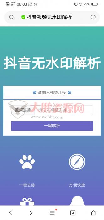 图片[1]-抖音无水印解析网站精美源码-无需数据库 安装-酷库源码网