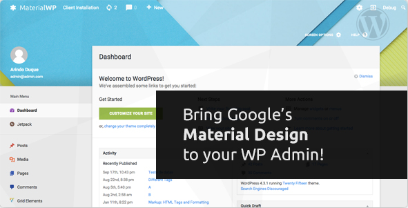 WordPress插件-Material WP V0.0.52汉化版已更新-倾尘SEO 更改WordPress管理界面 Material Design RTL支持-酷库源码网